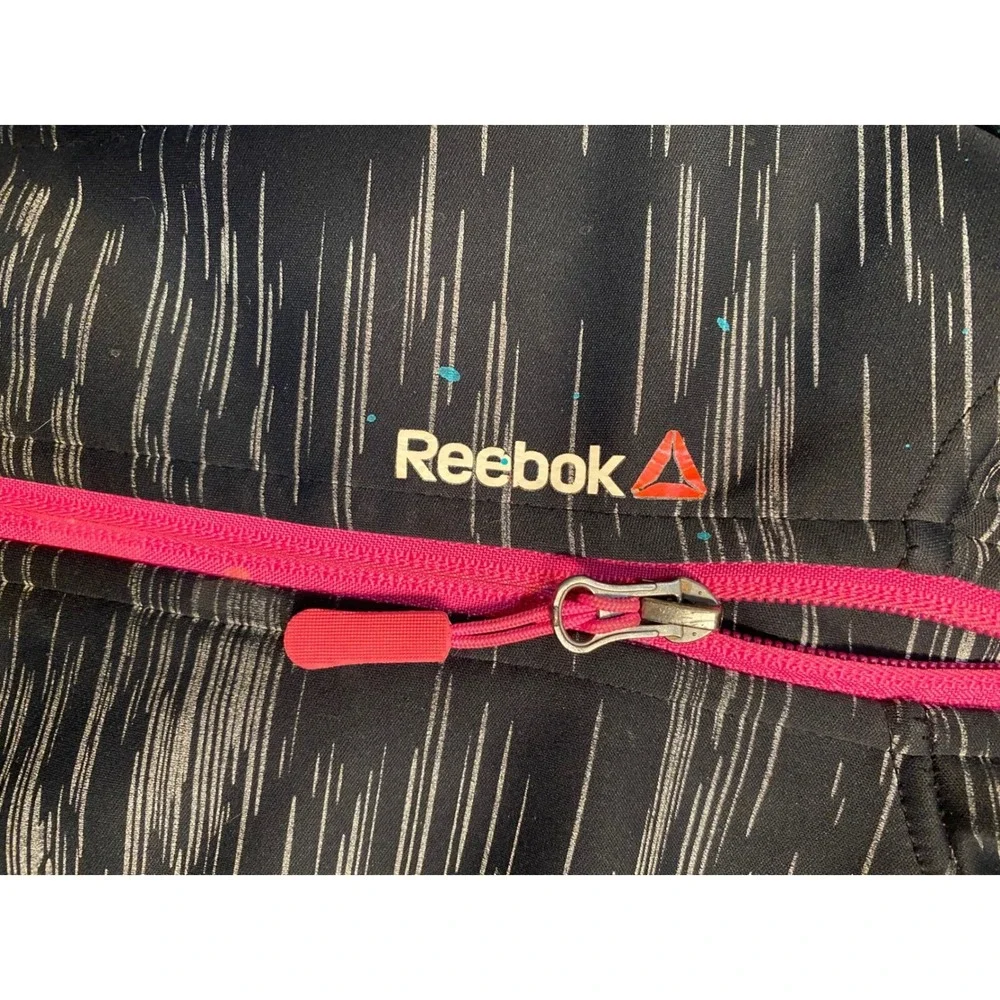 Reebok Girls 6/7 Full-Zip Active Jacket Hooded Black Pink Athletic Size Unknown‎
